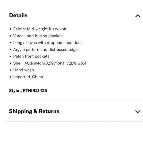 R13 Fluffy Plaid Oversized Distressed Edge Cardi Charcoal Blk Argyle Plaid, XS - Picture 16 of 16